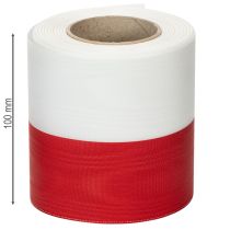 položky Moaré bíločervené věncové stuhy 100 mm