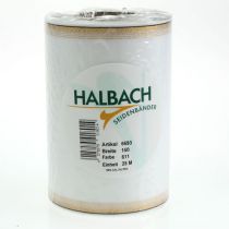 položky Elegantní moaré věnečná stuha se zlatým okrajem, svatební dekorace, smuteční stuha, bílá 150 mm x 25 m