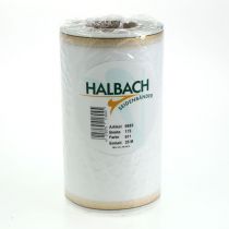 položky Bílá moaré stuha na věnec se zlatým perleťovým okrajem, 175 mm - Elegantní stuha pro dekoraci a floristiku