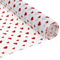 Krepový papír se srdíčky Květinářství Krep Den matek červený, bílý 50×250cm