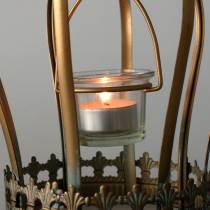 Deko korunka svícen na čajovou svíčku zlatá Ø19cm V29cm
