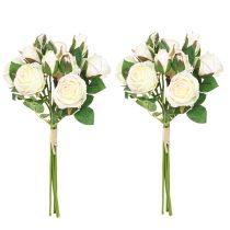 položky Umělé růže Umělé květiny Bunch Cream 36cm 12ks