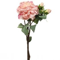Umělá růže květ a poupata umělý květ růžová 57cm
