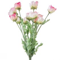 Umělé máky Dekorativní hedvábné květy růžové 42cm 4ks