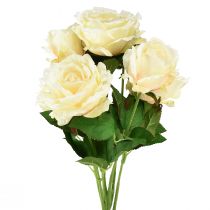 Umělé růže Kytice z umělých růží Krémově žlutá Pick 54cm