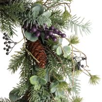 položky Umělý adventní věnec, dekorativní věnec s fialovými bobulemi Ø45cm