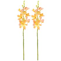 položky Umělá větev orchideje 8 květů oranžová L38cm 2ks