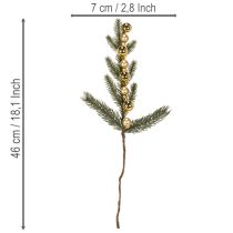položky Umělá jedlová větvička se zlatými mini vánočními ozdobami, 46 cm, 2 kusy