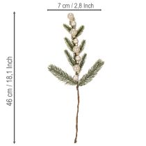 položky Umělá jedlová větvička s bílými mini vánočními ozdobami, 46 cm, 2 kusy