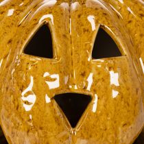 položky Keramická dýně s obličejem, LED dekorace, Halloween, 19 cm