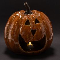 položky Keramická dýňová halloweenská LED dekorace 15cm
