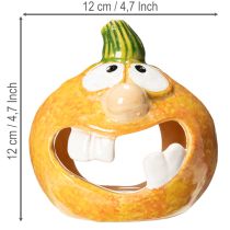 položky Dekorativní figurka dýně a svíčka na čajovou svíčku, legrační obličej, podzimní dekorace, 12 cm, 2 kusy
