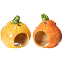 položky Dekorativní figurka dýně a svíčka na čajovou svíčku, legrační obličej, podzimní dekorace, 12 cm, 2 kusy