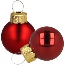 Mini vánoční koule skleněné červené matné/lesklé Ø2cm 44 kusů