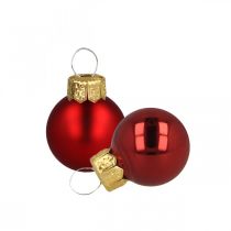 Mini vánoční koule skleněné červené matné/lesklé Ø2cm 44 kusů