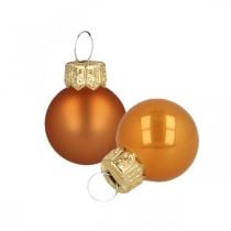Mini vánoční koule skleněné oranžové matné/lesklé Ø2cm 44ks