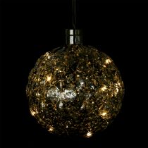 Koule plastová stříbrná Ø20cm s 15 LED a bateriemi