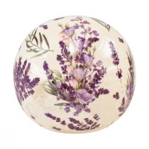 položky Keramická koule s motivem levandule keramická dekorace fialová krémová 12cm