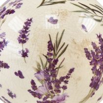 položky Keramická koule s motivem levandule keramická dekorace fialová krémová 12cm