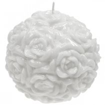 Kulová svíčka růže kulatá svíčka bílá stolní dekorace Ø10,5cm