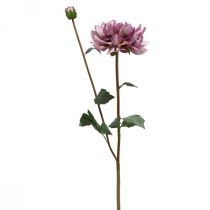 Umělá květina Jiřina Fialová hedvábná květina a poupě V57cm
