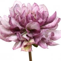 Umělá květina Jiřina Fialová hedvábná květina a poupě V57cm