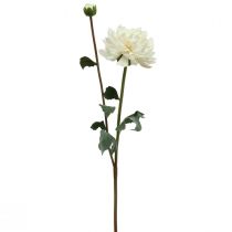 Umělá květina Dahlia White Umělá květina s poupatem V57cm