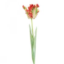 Umělá květina, papoušek tulipán červený žlutý, jarní květina 69cm