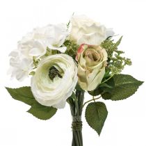 Umělé květiny deco kytice růže ranunculus hortenzie V23cm