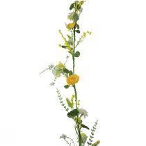 Umělé květiny dekorativní věšák jaro léto žluté bílé 150cm