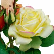 Umělé květiny, kytice růží, stolní dekorace, hedvábné květiny, umělé růže žlutooranžové