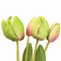 Umělé květiny tulipán zelený, jarní květina 48cm svazek 5 ks