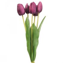 Umělé květiny tulipán fialový, jarní květina 48cm svazek 5 ks