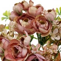 Umělé květiny deco kytice ranunculus umělá růžová 32cm 6ks