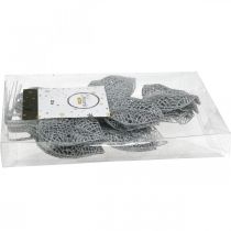 položky Umělé rostliny, ozdoba větví, dekorativní list stříbrný třpyt L36cm 10 ks