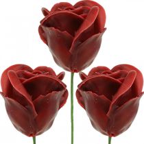 Umělé růže Bordeaux Wax Roses Deco Roses Wax Ø6cm 18ks