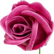 Umělé růže fuchsiový vosk růže deco roses vosk Ø6cm 18 kusů