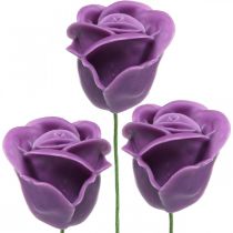 Umělé růže fialový vosk růže deco roses vosk Ø6cm 18ks