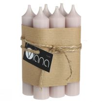 položky Krátké tyčové svíčky barva světle růžová 21×110mm 6 ks