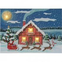 položky LED obrázek Vánoční Mikuláš se sněhulákem LED fototapeta 38x28cm