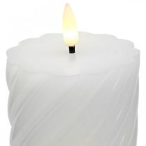 LED svíčka s časovačem bílá teplý bílý pravý vosk Ø7,5cm H15cm