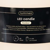 položky Velká LED svíčka na baterie s časovačem, teplá bílá, venkovní, 25 cm