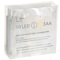 položky LED řetězová světla, 50 žárovek, na baterie, 5 m, teplá bílá