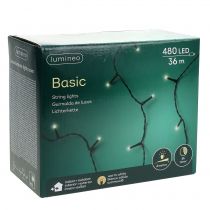 položky LED rýžový světelný řetěz pro venkovní 480 36m černá/teplá bílá