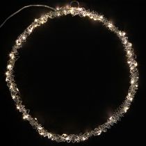 položky LED kroužek kovová dekorace k zavěšení stříbrná teplá bílá 30cm
