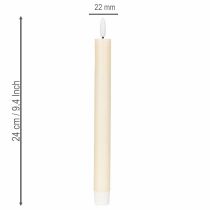 položky LED svíčka ve tvaru kužele v bílé barvě s teplým bílým světlem, 24 cm, s časovačem, 2 kusy