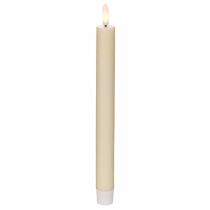 položky LED svíčka ve tvaru kužele v bílé barvě s teplým bílým světlem, 24 cm, s časovačem, 2 kusy