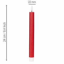 položky LED svíčka, červená s teplým bílým světlem, 24 cm, 2 kusy