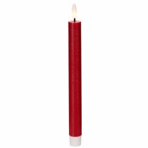 položky LED svíčka, červená s teplým bílým světlem, 24 cm, 2 kusy