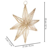 položky LED Dekorativní hvězda z drátu k zavěšení, 20 LED diod, teplá bílá, vnitřní, 22 cm
